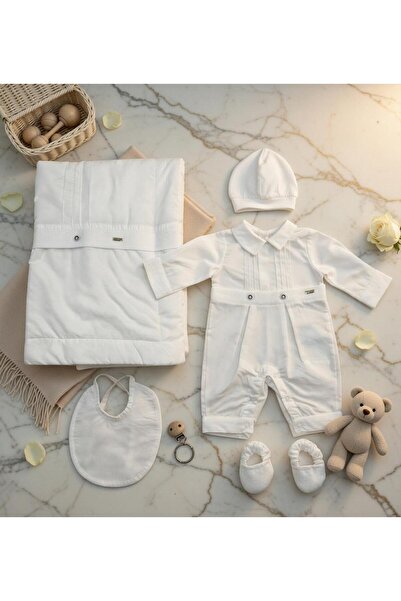 Baby day Luxury baby shower set, 6 pieces, soft Cotton - white