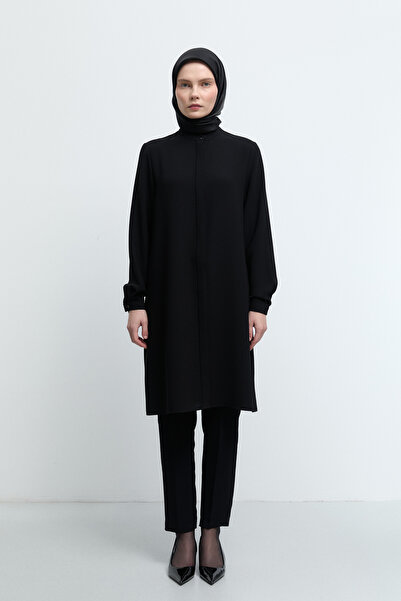 Tuğba Hakim Yaka Basic Tunik - Siyah