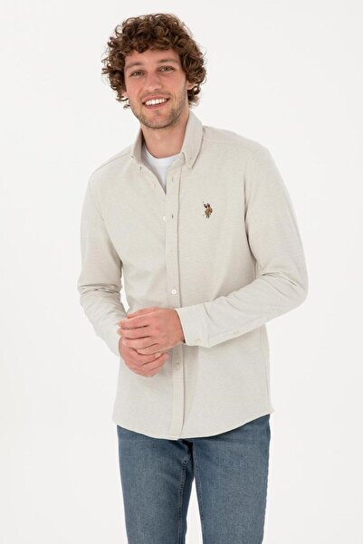 U.S. Polo Assn. U.S. Polo Cotton Blend Logo Long Sleeve Shirt Men's Shirt G08...