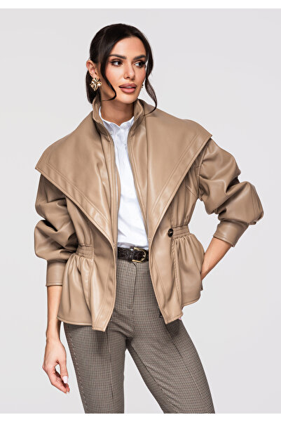 OMBRE Women's Elegant Jacket OW-JAFL-0121 Taupe