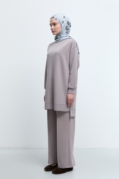 Tuğba Kolları Taşlı Tunik - Vizon