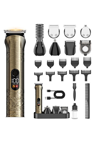 Solati Aparat de tuns par si barba 17 in 1 pentru barbati, cu display LCD, IP...