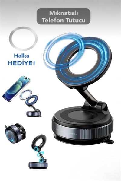 Bayev Vakumlu Araç İçi Telefon Tutucu - 360 Dönebilen Ayarlanabilir Mıknatısl...