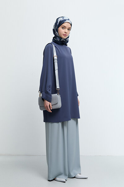 Tuğba Kol Ağzı Taşlı Tunik - İndigo