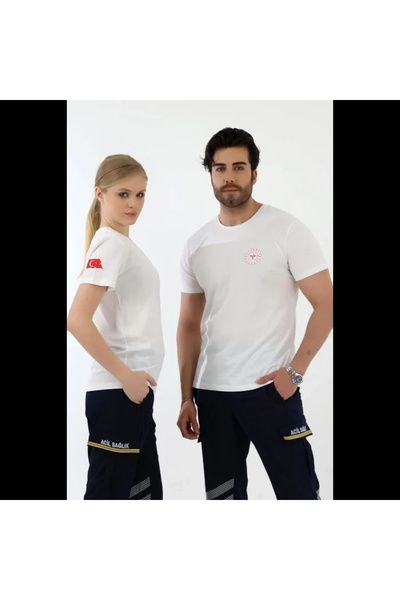 Bilenn Tekstil 112 Emergency Health Round Neck Combed Cotton Short Sleeve Tsh...