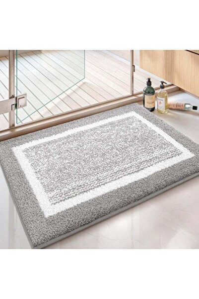 Arabest Grey Absorbent Bath Mat, 50x75cm Non-Slip Soft Washable Bathroom Rug
