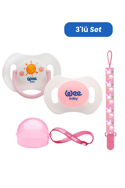Wee Baby 2'li Gece Gündüz Emzik No:2 PEMBE (Kutu ve Band Seti)