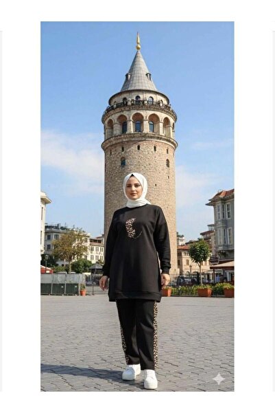 modasindoma Women's Leopard Print Tracksuit Set Black