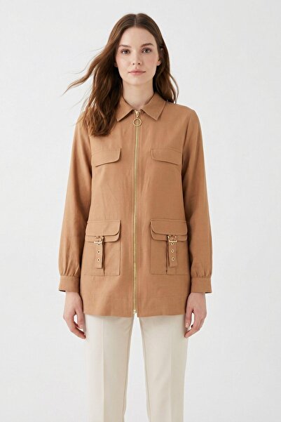 Rays 4386A جيب بسحاب سترة واقية من الشمس باللون البني