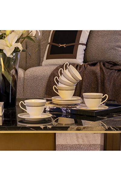 Midas Furniture طقم فناجين شاي + اطباق 6 قطع ماتيو