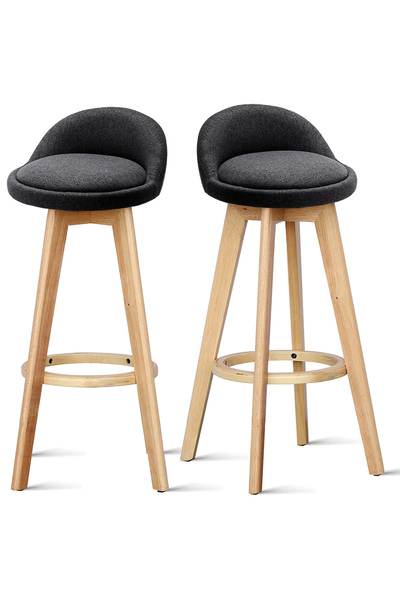 Quasar & Co. Set 2 scaune bar, rotative, tapitate, pretabile bucatarie, lemn/...