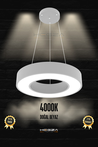 Hegza Lighting ANELLO 40cm Ledli Modern Sarkıt LED Avize (Gri Kasa - Doğal Be...