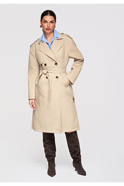 OMBRE Women's Elegant Coat OW-COLC-0117 Beige