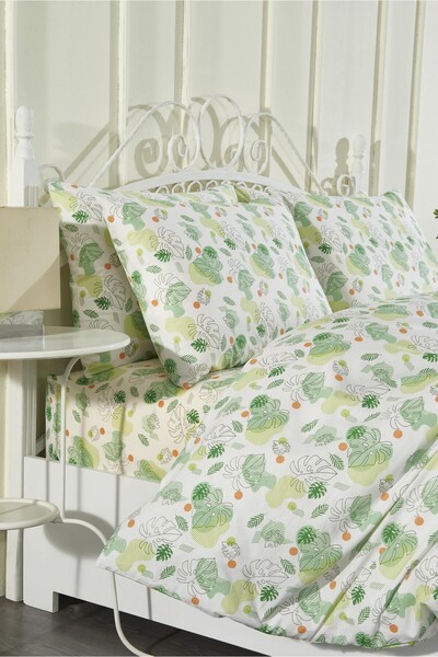 Rasel Tekstil Daisy Double White Cotton Piece Duvet Cover Set