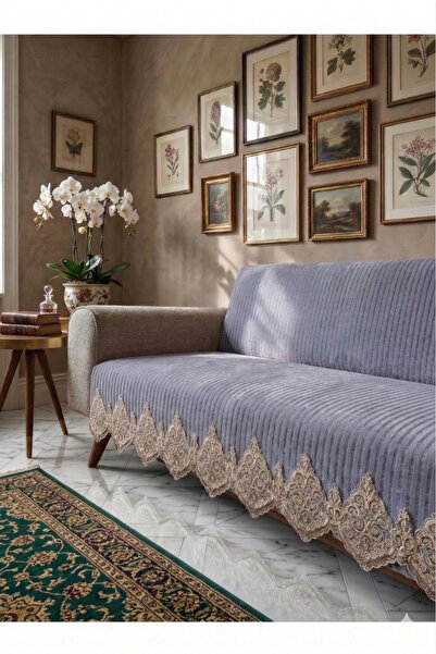 baladı home ev tekstil home collection Dantelli çekyat koltuk örtüsü Lüks mod...