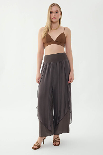 Vitrin High Waist Elastic Silk Pants