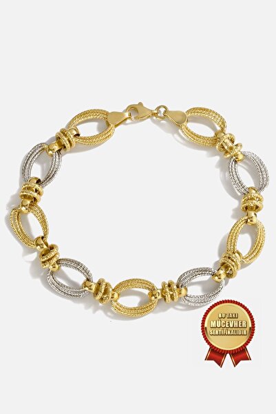 MEKS JEWELS Mikron Altın Kaplama 925 Ayar Gümüş Fiyonk Bileklik