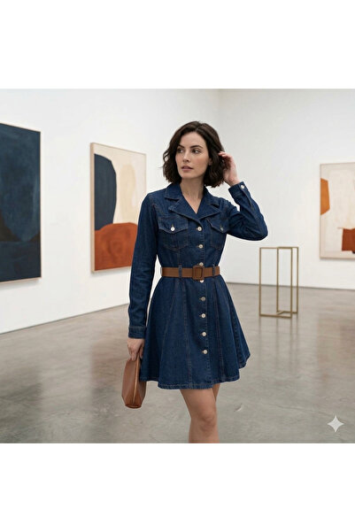 MUG collection Women's Denim Dress with Buttons Trend