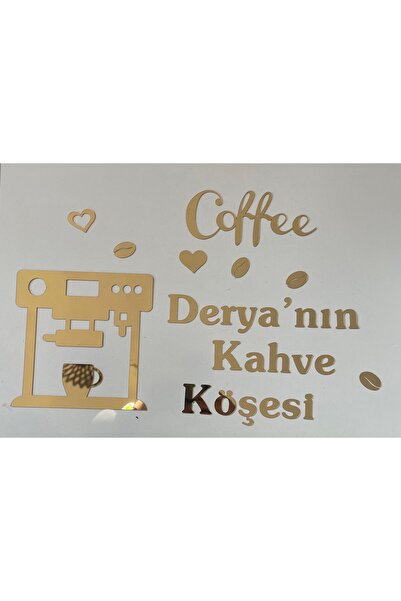oncawall İSME ÖZEL KAHVE KÖŞESİ YAZISI KENDİNDEN YAPIŞKANLI AYNALI PLEKSİ