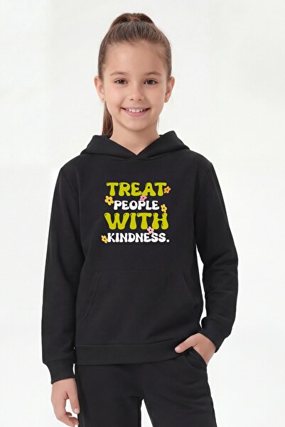 FYK KİDS Kengur džep Sa kapuljačom Djevojačka majica sa print detaljima