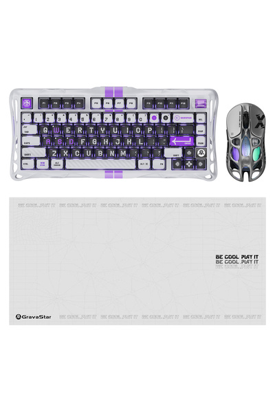Gravastar V75 Manyetik Kablolu Gaming Klavye, XPro Kablosuz Optik Mouse-Pad O...
