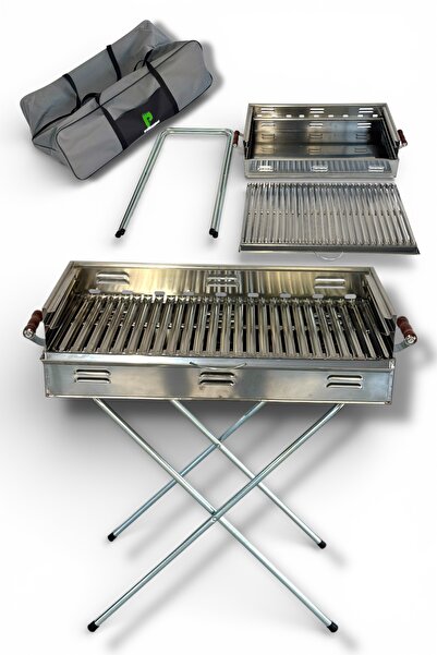 pratikoutdoor Paslanmaz Çelikten Katlanır Ayaklı ve 3 Kademeli Mangal 70x40x7...