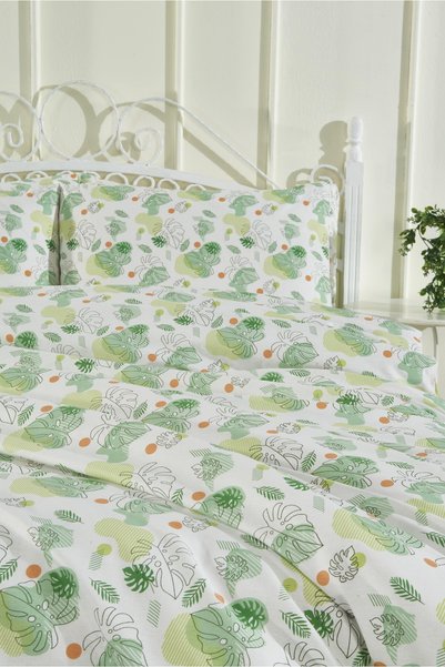 Rasel Tekstil Daisy Double White Cotton Piece Duvet Cover Set