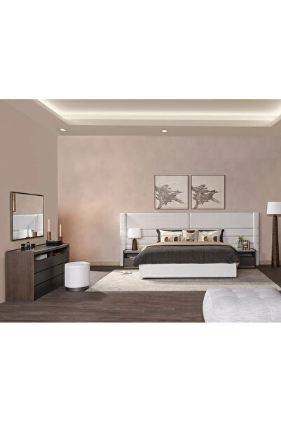 Midas Furniture طقم غرفة نوم ناستي، مقاس كينغ، لون بيج فاتح