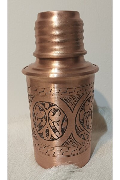 Kukka % 100 saf bakır el yapımı nakışlı bpa içermeyen taşınabilir matara sulu...