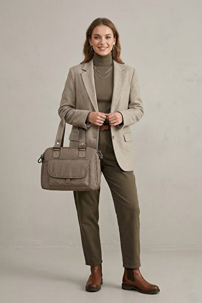 Ayakkabı Fuarı Elit Snmsi-6016T Women's Water-Resistant Shoulder Bag Stone