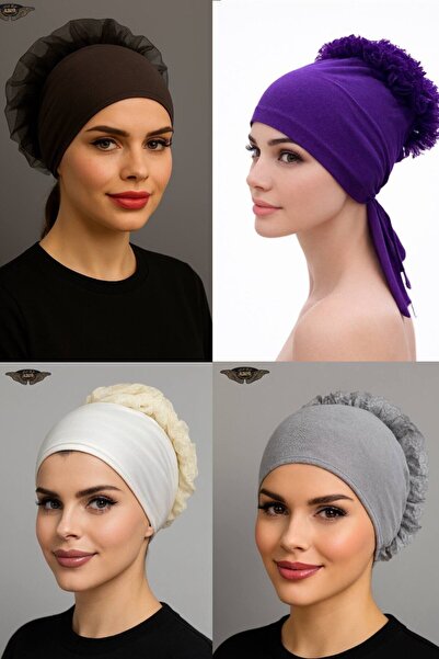 ALDAIYR 4 bucăți Bonetă cu volane pentru hijab