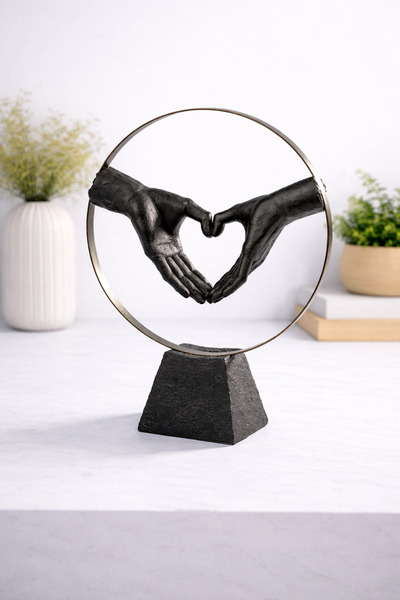 Malooki Statuetă decorativă cu mâini în formă de inimă, design modern, 41.5 c...