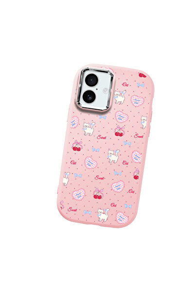 SLIMFELT iPhone 16 Plus Uyumlu Sade Kedi Desenli Sıvı Silikon Kılıf, Tam Koru...