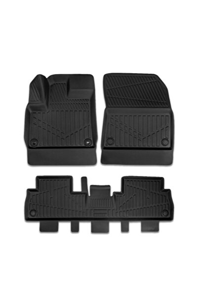 DELUXETUNING Rubber Floor Mats Set for Peugeot Rifter 2018->, 3D Tray Shape