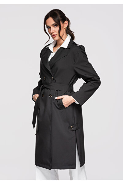 OMBRE Women's Elegant Coat OW-COLC-0117 Black