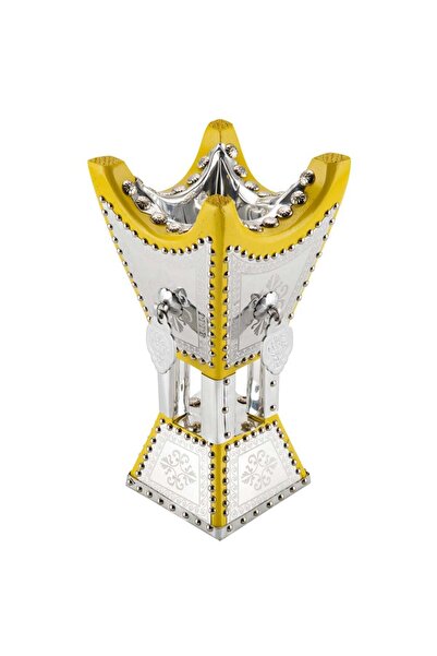 AL SANIDI Traditional Incense Burner, Smoker, Silver*Yellow, Size 12*12*24cm