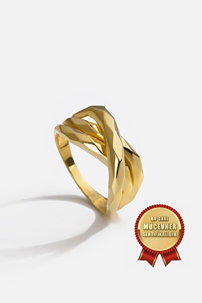 MEKS JEWELS Mikron Altın Kaplama 925 Ayar Gümüş Sarmal Yüzük
