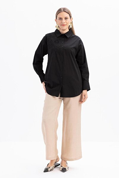 ALLDAY Cămașă de damă cu broderie florală poplin