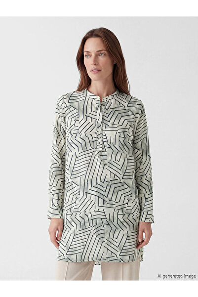 LC Waikiki Özmarka New Season Ruling Collar Patterned Women's Tunic