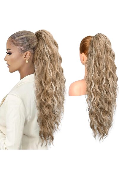 NO BRAND Ponytail Extension, 26" Long Beach Wave Drawstring Pony Hair Extensi...
