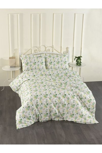 Rasel Tekstil Daisy Double White Cotton Piece Duvet Cover Set