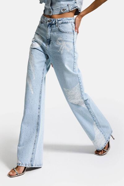 it's basic Women's Ice T-4S6-3 Straight Fit Stone and Lace Detailed Special D...