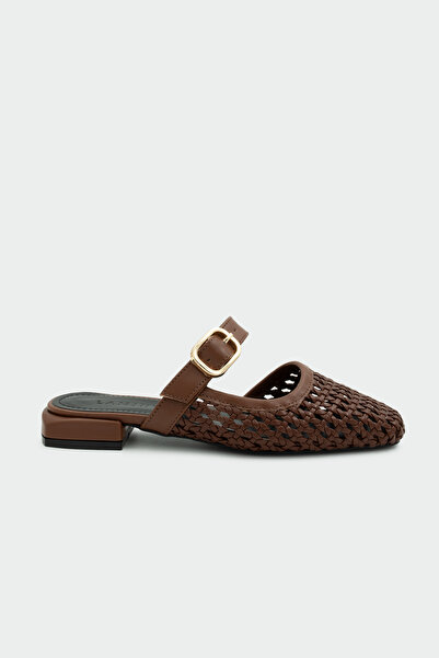 LAMİNTA Duca Με πλεκτή λεπτομέρεια Με αγκράφα Γυναικείο Bitter Brown Παντόφλες