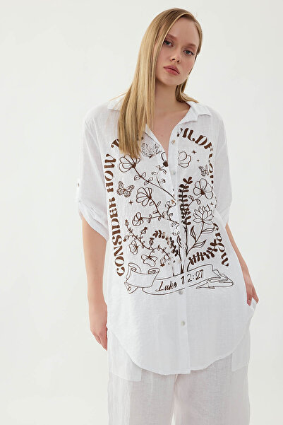 Vitrin Oversize Printed Linen Shirt