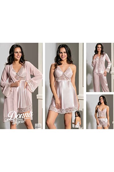 DN POLO CLUP طقم ملابس نوم وروب DN Polo Club من الساتان مكون من 6 قطع موديل: ...