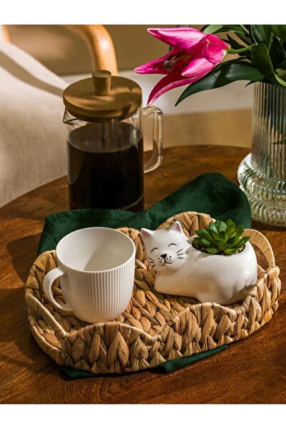 LC Waikiki LCW HOME Kahverengi Hasır Dekoratif Tepsi 30 Cm