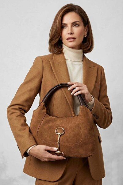 DSN Y6442 Women's Genuine Leather Clutch Bag Tan