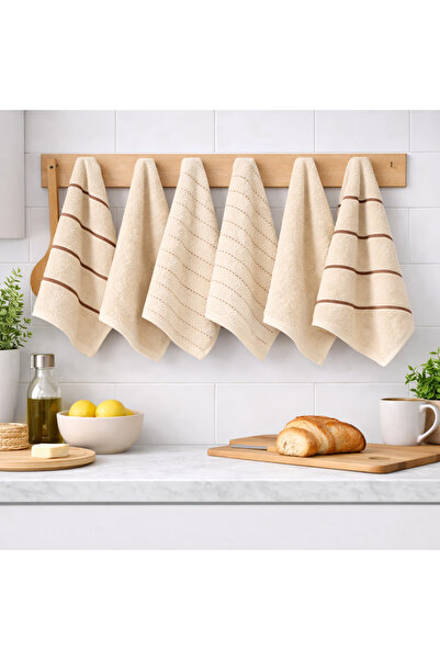 PİAURA Cotton Piece Kitchen & Bathroom Towel Set of 6 – 30X50 cm Drying Towel...