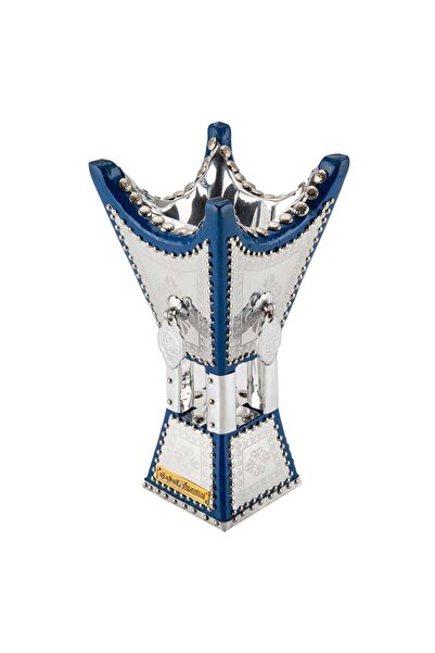AL SANIDI Traditional Incense Burner, Smoker, Silver*Blue, Size 14*14*29cm