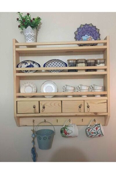 Empressco Pure Wood Life Büyük Boy Ahşap Terek Baharatlık Mutfak Rafı